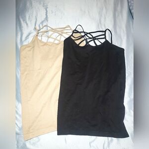 Zenana Outfitters Black & Tan  Criss-Cross Strappy Camis  Size 1X/2X